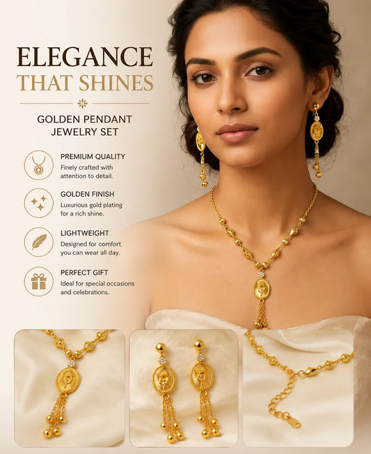 Elegant Pendant Ovel Necklace Set..